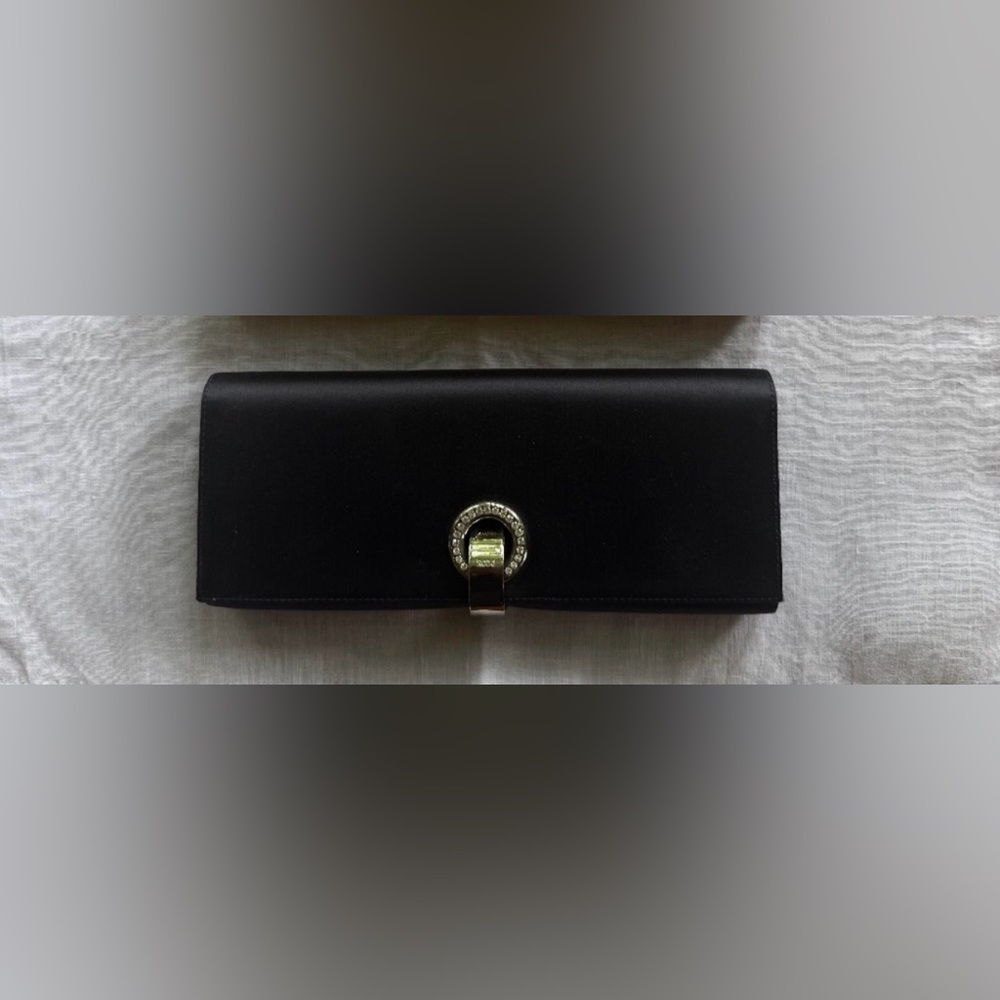 RODO Italy Black Satin Clutch